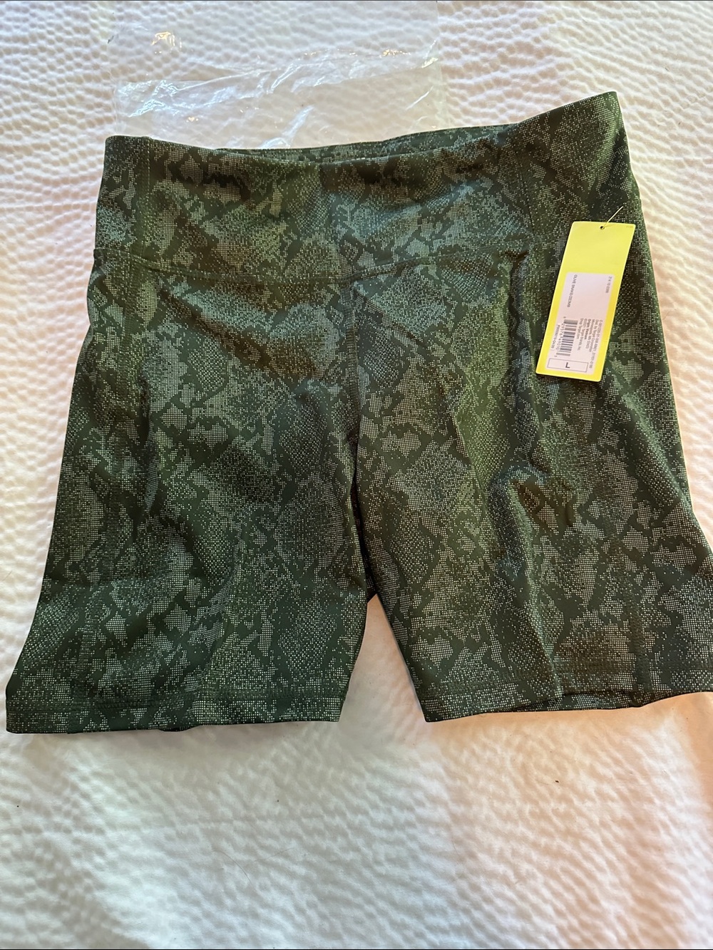 Women’s High-Rise Green Snake Print Biker Shorts